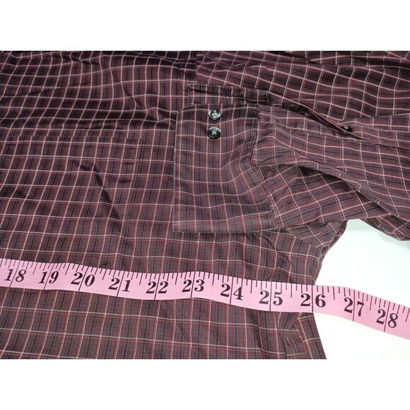 Kenneth Cole Reaction: Burgundy Plaid Long-Sleeve Button Down Shirt, Men XL - Picture 4 of 5